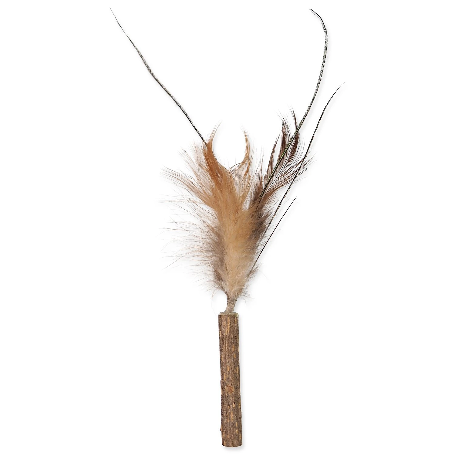 Hračka MAGIC CAT Natural Fun dřívko s přírodními pírky 6 cm