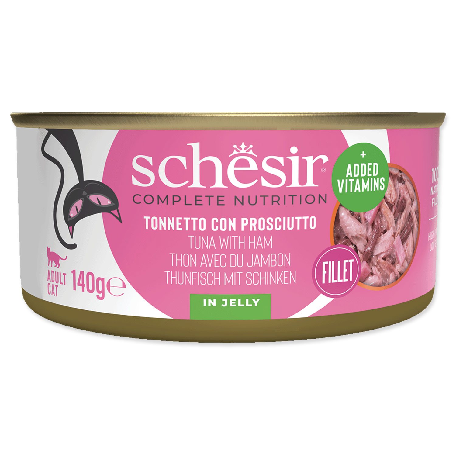 Konzerva SCHESIR Cat tuňák + šunka 140 g
