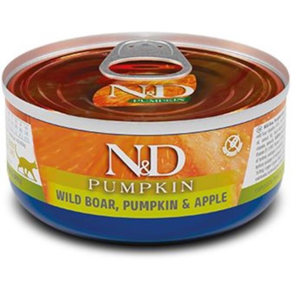 KONZERVA N&D CAT WILD BOAR, PUMPKIN & APPLE 70 GR