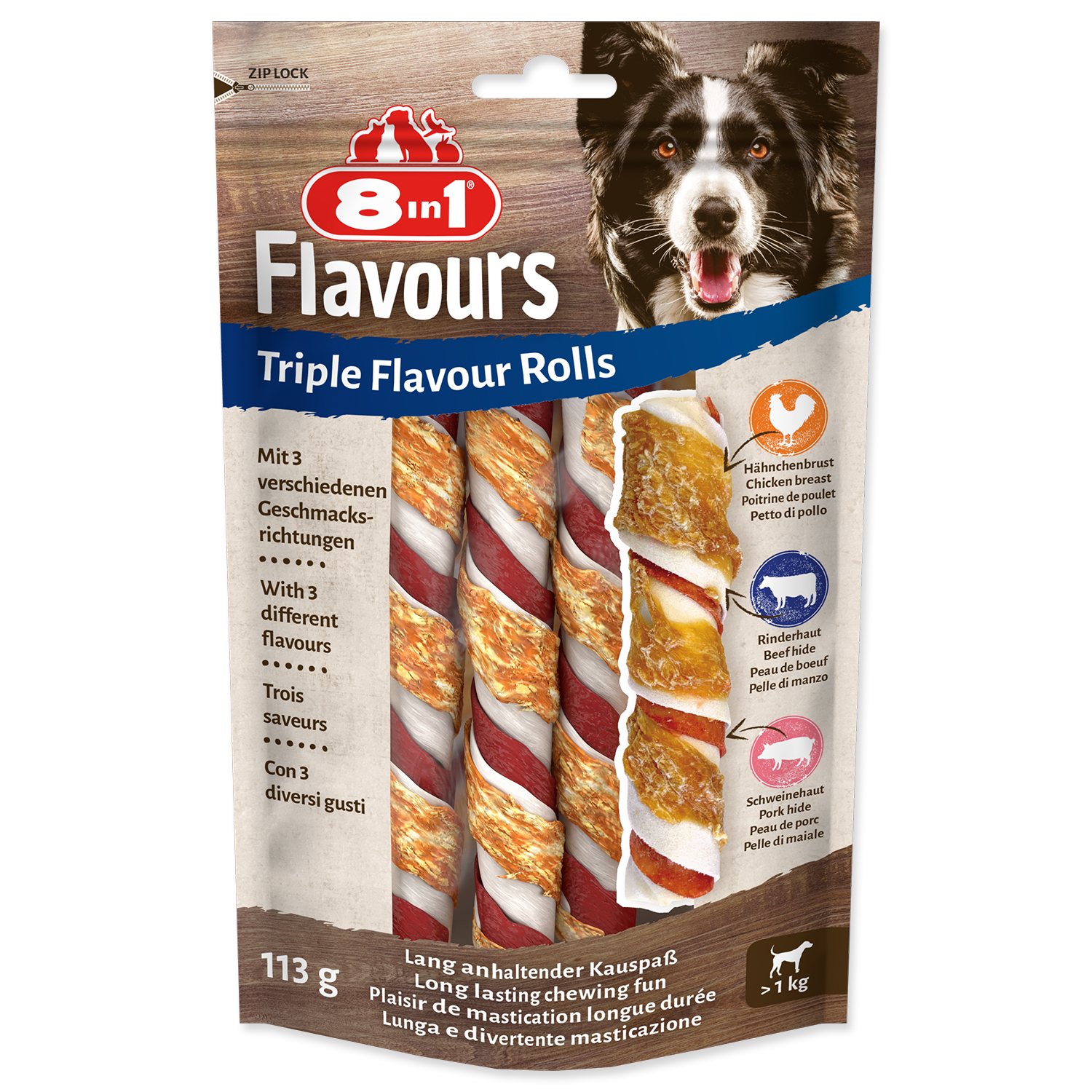 Rolka 8in1 žvýkací Triple Flavour 3 ks