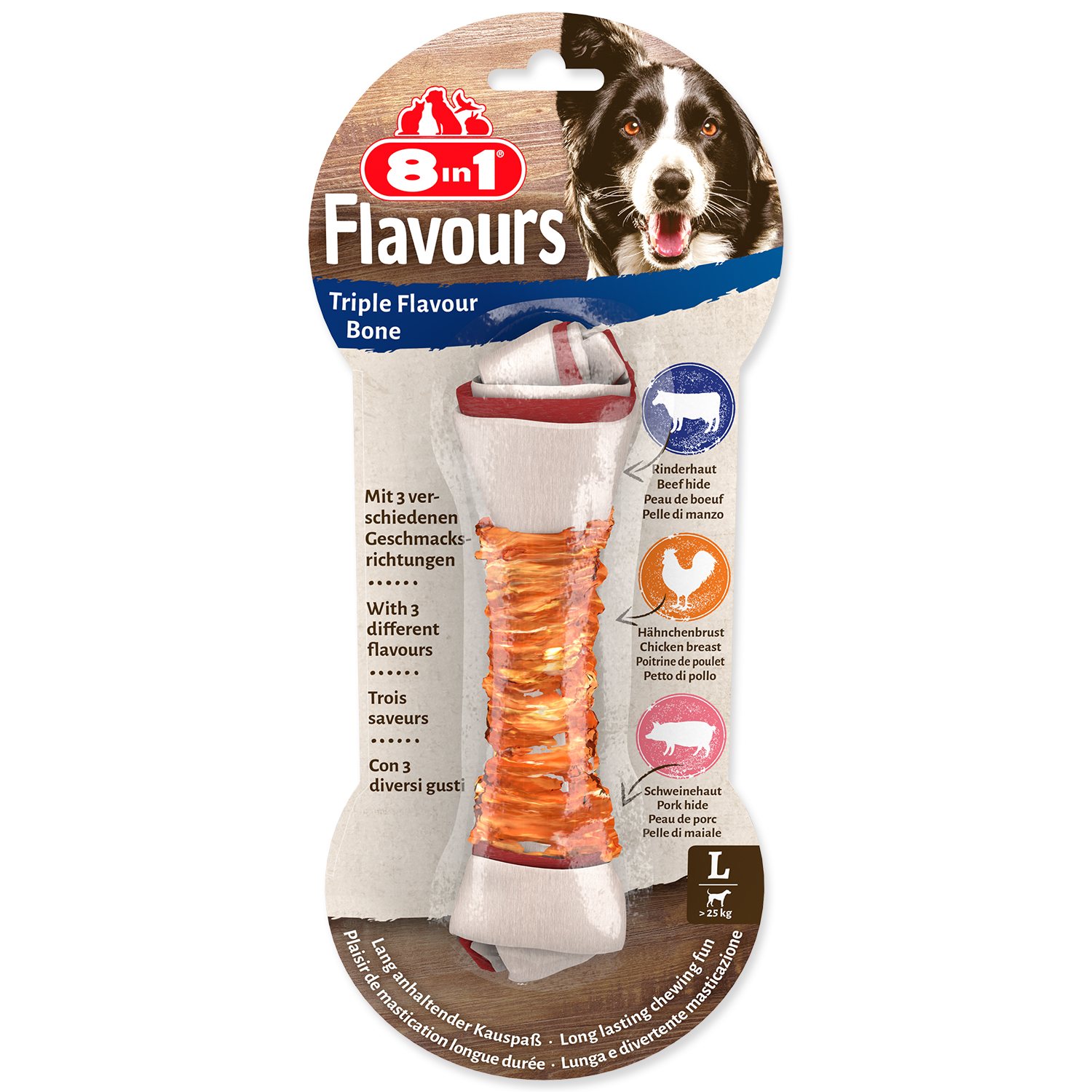 Kosti žvýkací 8in1 Triple Flavour L 1 ks