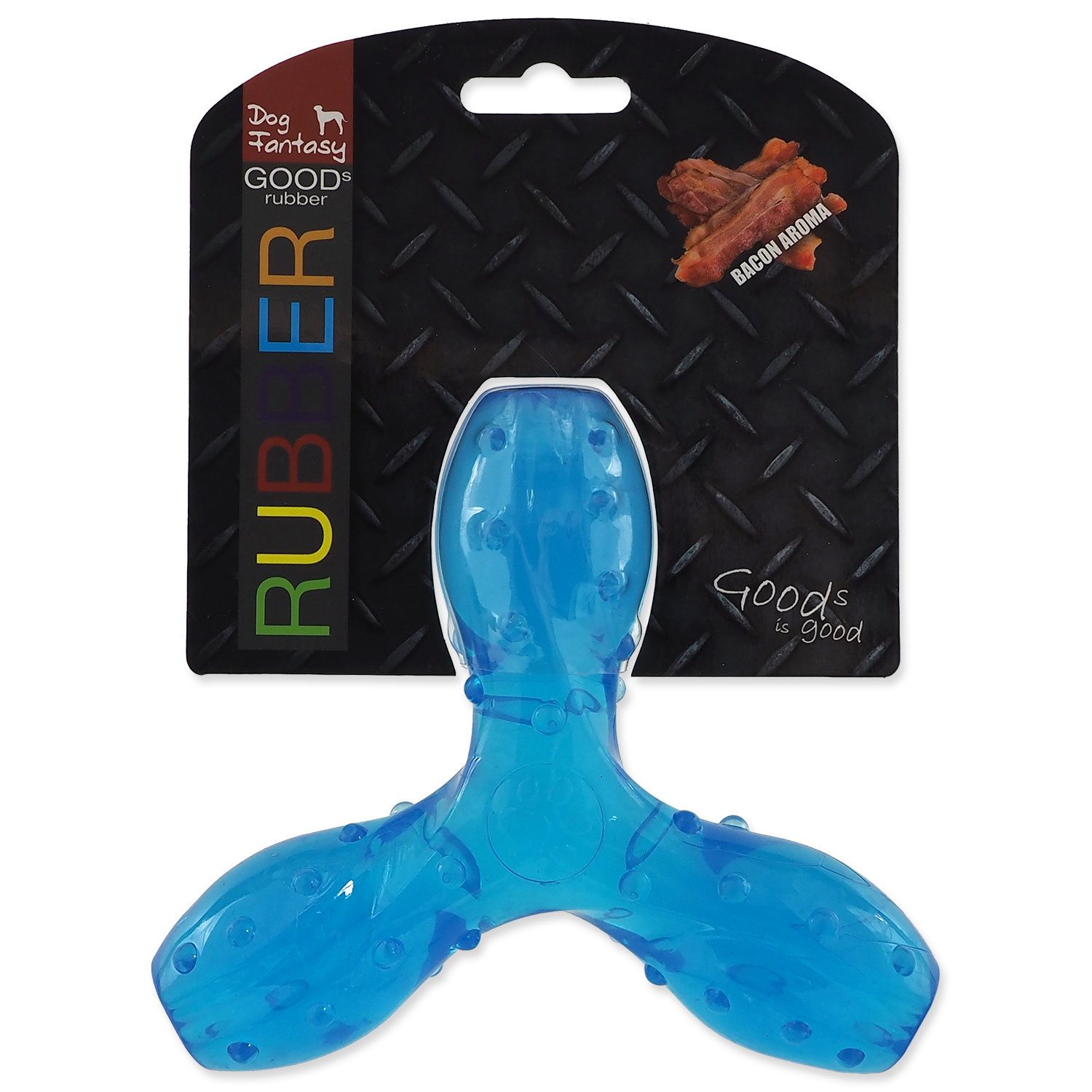 Hračka DOG FANTASY STRONG vrtule s vůní slaniny modrá 15cm 1 ks