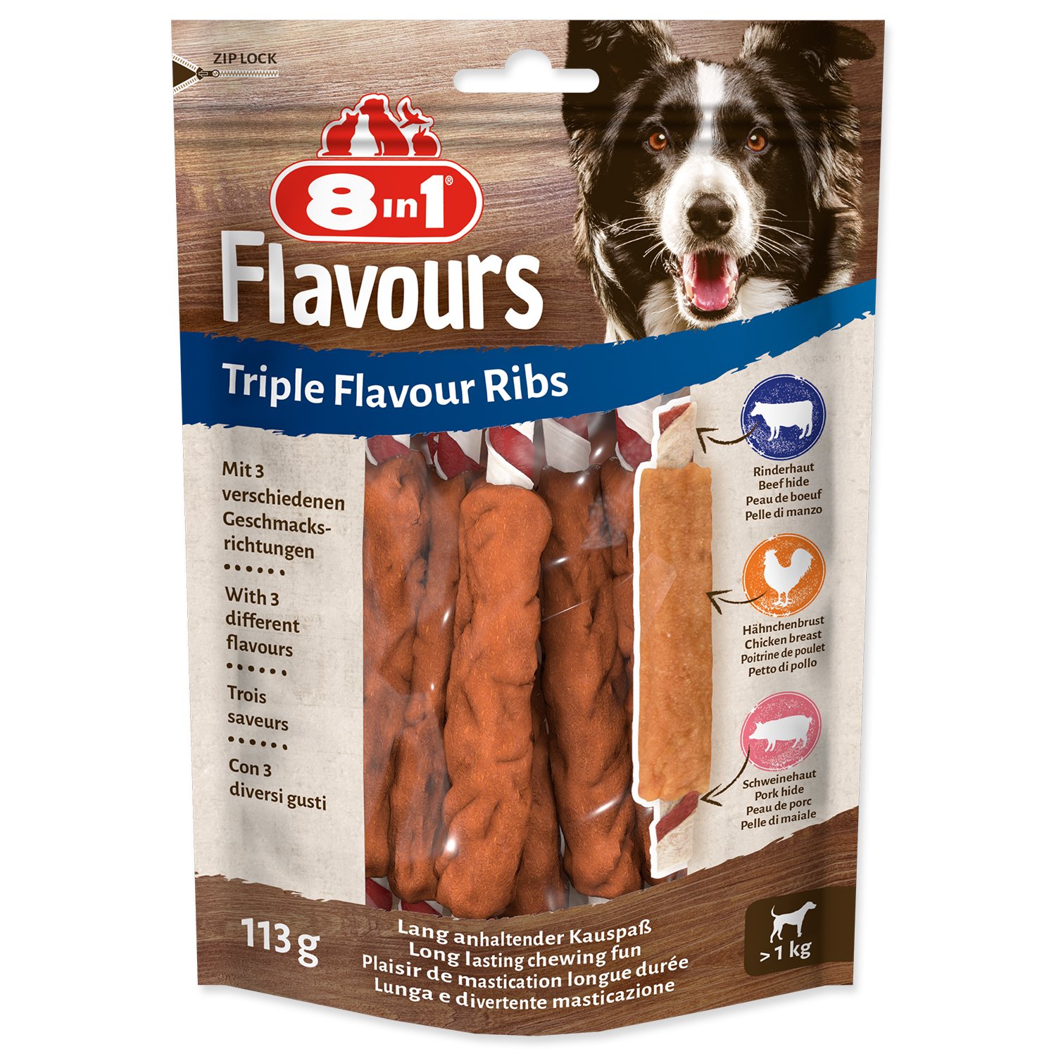 Žebírko žvýkací 8in1 Triple Flavour 6 ks