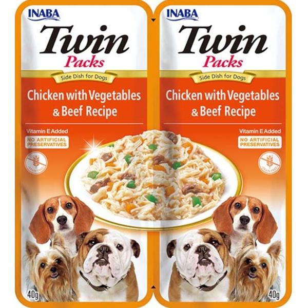 Churu Dog Twin Packs Chick&Veg. & Beef in Broth 80g