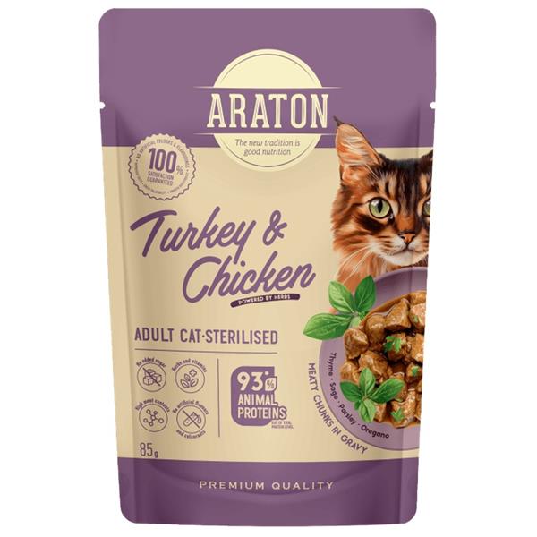 Araton Cat kaps. Sterilised Turkey/Chicken  85g