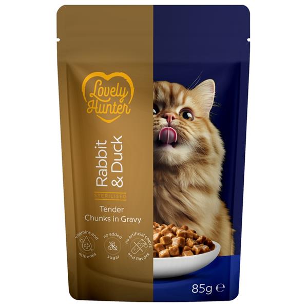 Lovely Hunter Cat kapsička Sterilised Rabbit/Duck 85 g