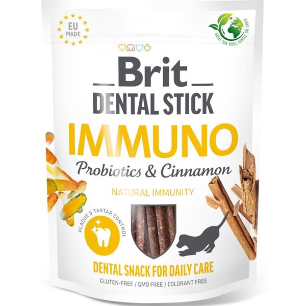 Pochoutka Brit Dental Stick Immuno s Probiotiky a Skořicí 7ks