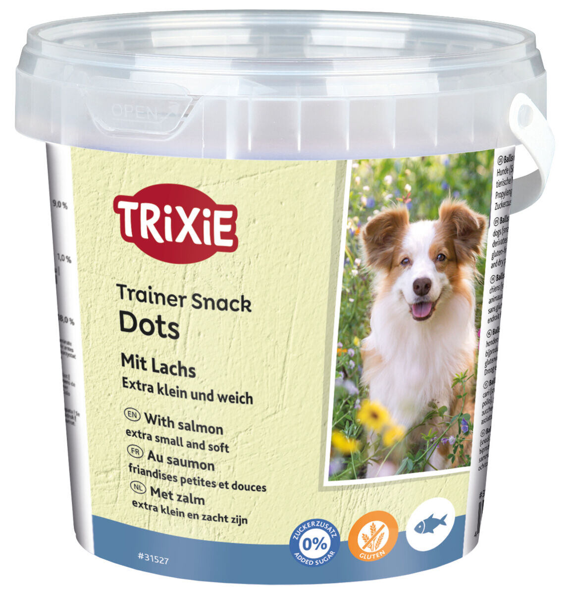 TRIXIE Soft Snack Mini Trainer Dots, miniválečky s lososem, 500g kyblík