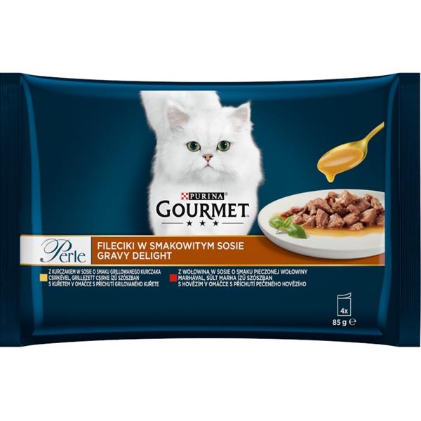 Gourmet Perle Cat kapsička Gravy Delight maso (Multipack 4 x 85 g)