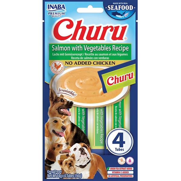 Churu Dog Fish Salmon Recipe with Vegetables 4x14g