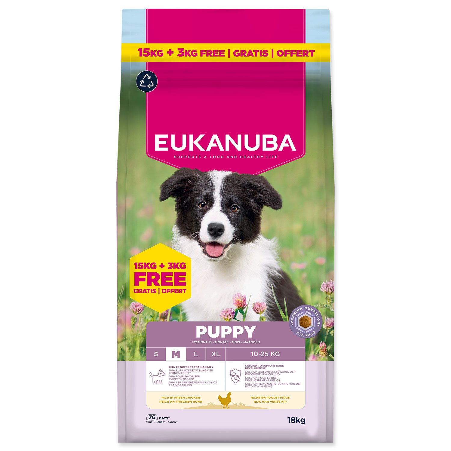 Krmivo Eukanuba Puppy Medium Chicken 15+3 kg