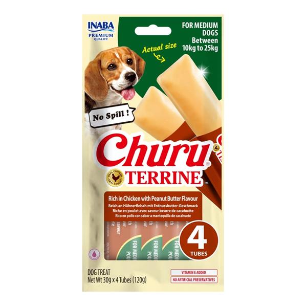 Inaba Churu Terrine Medium Dog kuře a arašídové máslo 4x30g