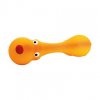 Psík ležící - tvar činky, se zvukem, 22 cm, latex, oranžová, HipHop