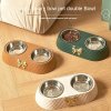 Pet Supplies Bow tie Bowknot Cats Food Bowl PP Base Dog Bowl Stainless Steel Double Pet.jpg