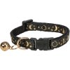 Obojek pro kočky, zlaté zdobení, s rolničkou, černá
