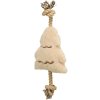 Vánoční stromek na laně, bez zvuku, 38 cm, plyš/bavlněné lano, béžová