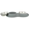 Set nízkých nerez misek v silikonovém prostírání, × 0.4 l/ø 16 cm/40 × 5 × 23 cm, šedá