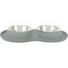 Set nízkých nerez misek v silikonovém prostírání, × 0.4 l/ø 16 cm/40 × 5 × 23 cm, šedá