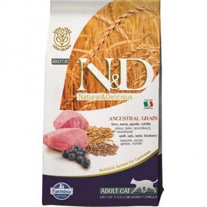 N&D ANCESTRAL GRAIN Cat LG Lamb, Spelt, Oats And Blueberry Adult 1,5 kg