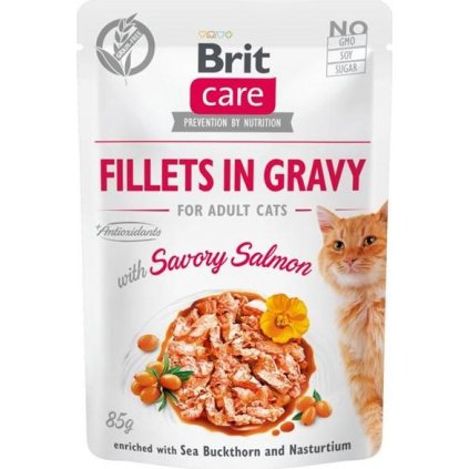 Brit Care Cat kaps. Fillets in Gravy with Savory Salmon 85 g