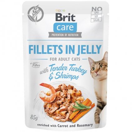 Brit Care Cat kaps. Fillets in Jelly with Tender Turkey & Shrimps 85 g