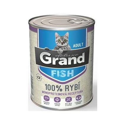 GRAND deluxe konz.kočka 100% rybí 400g