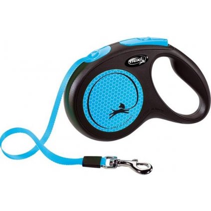 Vodítko FLEXI Neon New M pásek 5m/25kg černá/modrá
