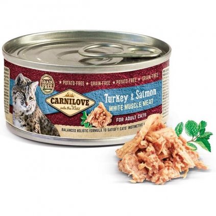 Carnilove White konz Mus Meat Turkey&Salmon Cats 100g