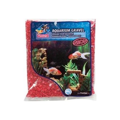 Písek akvarijní Neon červený Flamingo 1 kg, 4 -7 mm