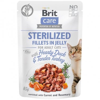 Brit Care Cat kaps. Sterilized Fillets in Jelly with Hearty Duck & Tender Turkey 85 g