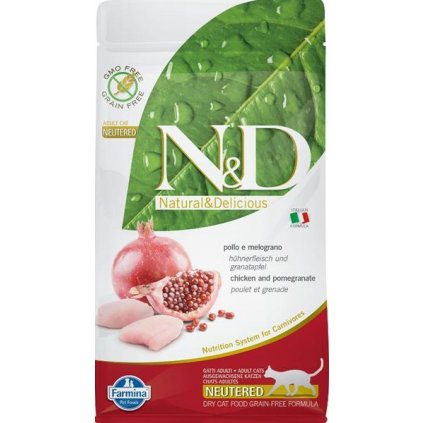 N&D PRIME Cat GRAIN FREE Neutered Chicken & Pomegranate 1,5 kg