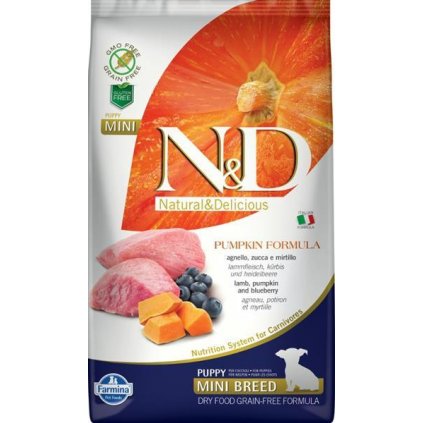N&D Grain Free Dog Puppy Mini Pumpkin Lamb & Blueberry 2,5 kg