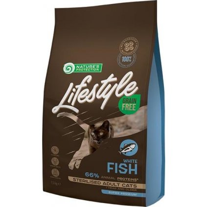 Nature's Protection Cat Dry LifeStyle GF Sterilised W.Fish 1,5 kg