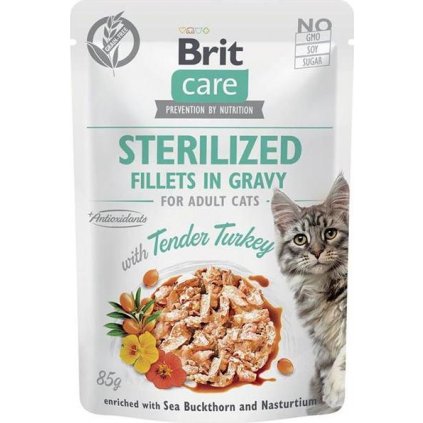 Brit Care Cat kaps. Fillets Gravy Sterilised with Tender Turkey 85 g