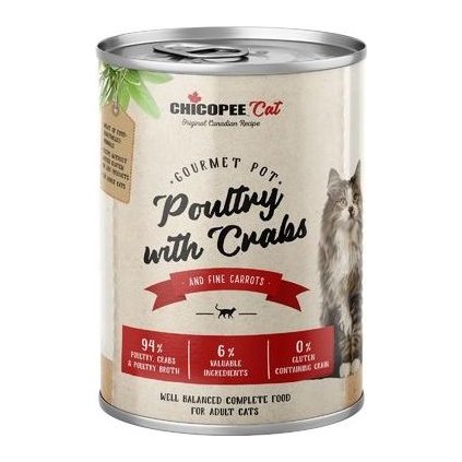 Chicopee Cat konz. Gourmet Pot Poultry+Crabs 400g