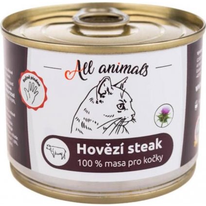 ALL ANIMALS konz. pro kočky hovězí steak 200g