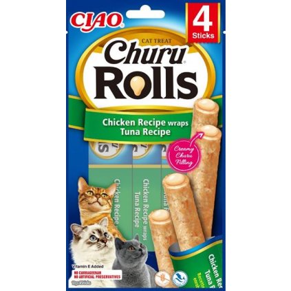 Inaba Churu Rolls cat snack kuře a tuňák 4x10 g