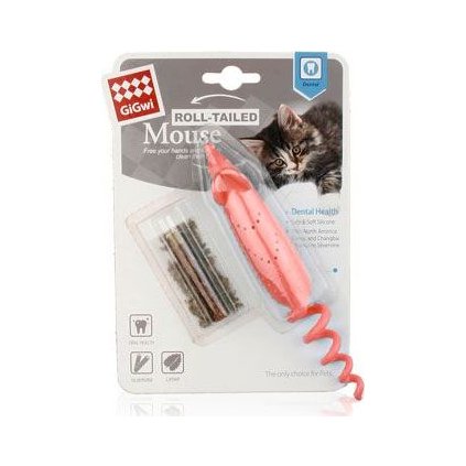 Hračka kočka GiGwi Myška s náplněni šanta+Matabi 16cm