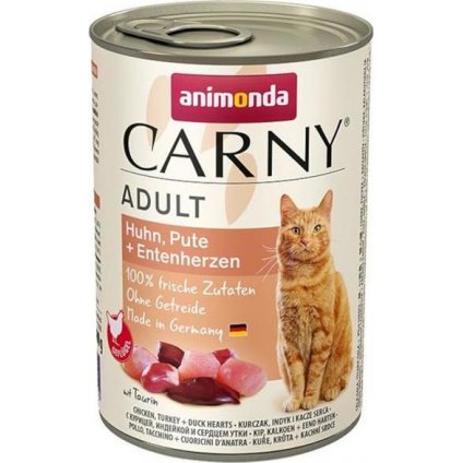 Animonda Carny cat  konz. - kuře, krůta + kachní srdce 400 g