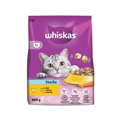 Whiskas Dry Sterile s kuřecím masem 800g