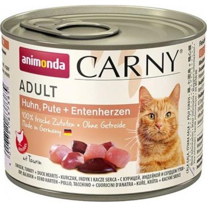 Animonda Carny cat  konz. - kuře, krůta + kachní srdce 200 g