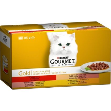 Gourmet Gold cat konz.-kousky ve šťávě Multipack 4 x 85 g