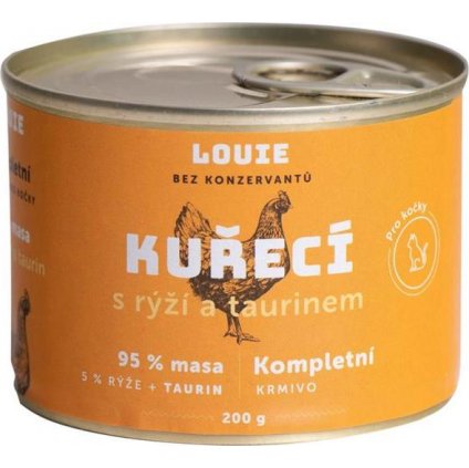 Louie konz. pro kočky kuřecí s rýží a taurin 200g