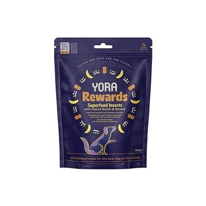 YORA Dog pamlsky z hmyzu Rewards arašídy a banán 100g