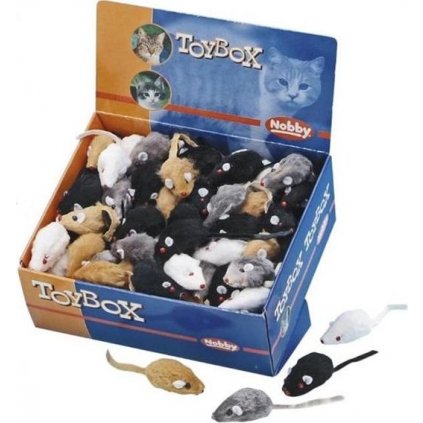 Hračka cat textil myš 5cm display Nobby 140ks