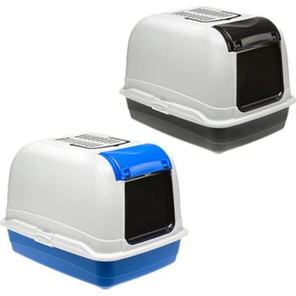 WC kryté Maxi Bella Cabrio mix černá/modrá Ferplast 50 x 65,5 x 47 cm