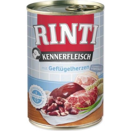 Rinti Dog Kennerfleisch konzerva drůbeží srdíčka 400g