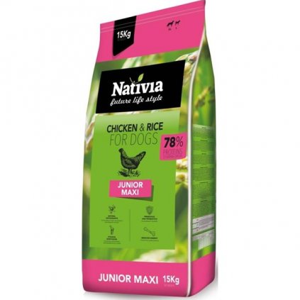 Nativia Dog Junior Maxi Chicken & Rice 15 kg NOVÝ