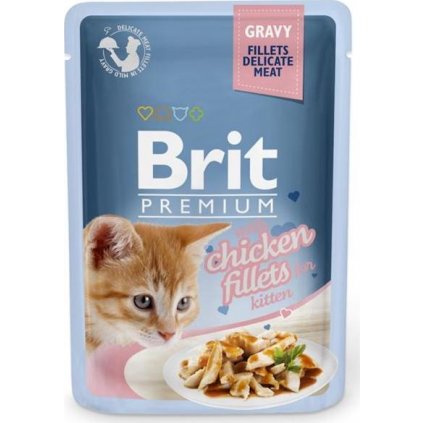 Brit Premium Cat kaps. Delicate Fillets in Gravy with Chicken for Kitten 85 g