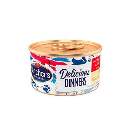 Butcher's Cat Delic. Dinners hovězí+játra konz. 85g